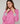 Jersey tricolor con cuello redondo en lana merino - Candy Pink